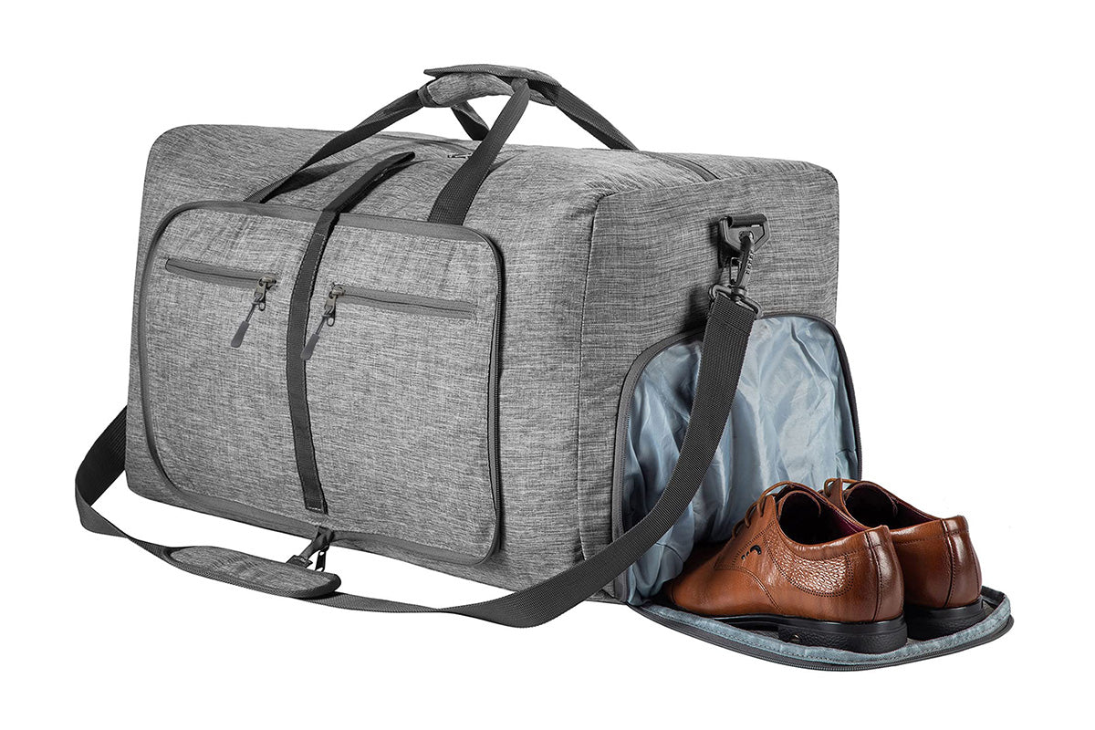 Large Foldable Travel Duffel Bag Carry On Shoulder Duffle Bag With Shoe Compartment