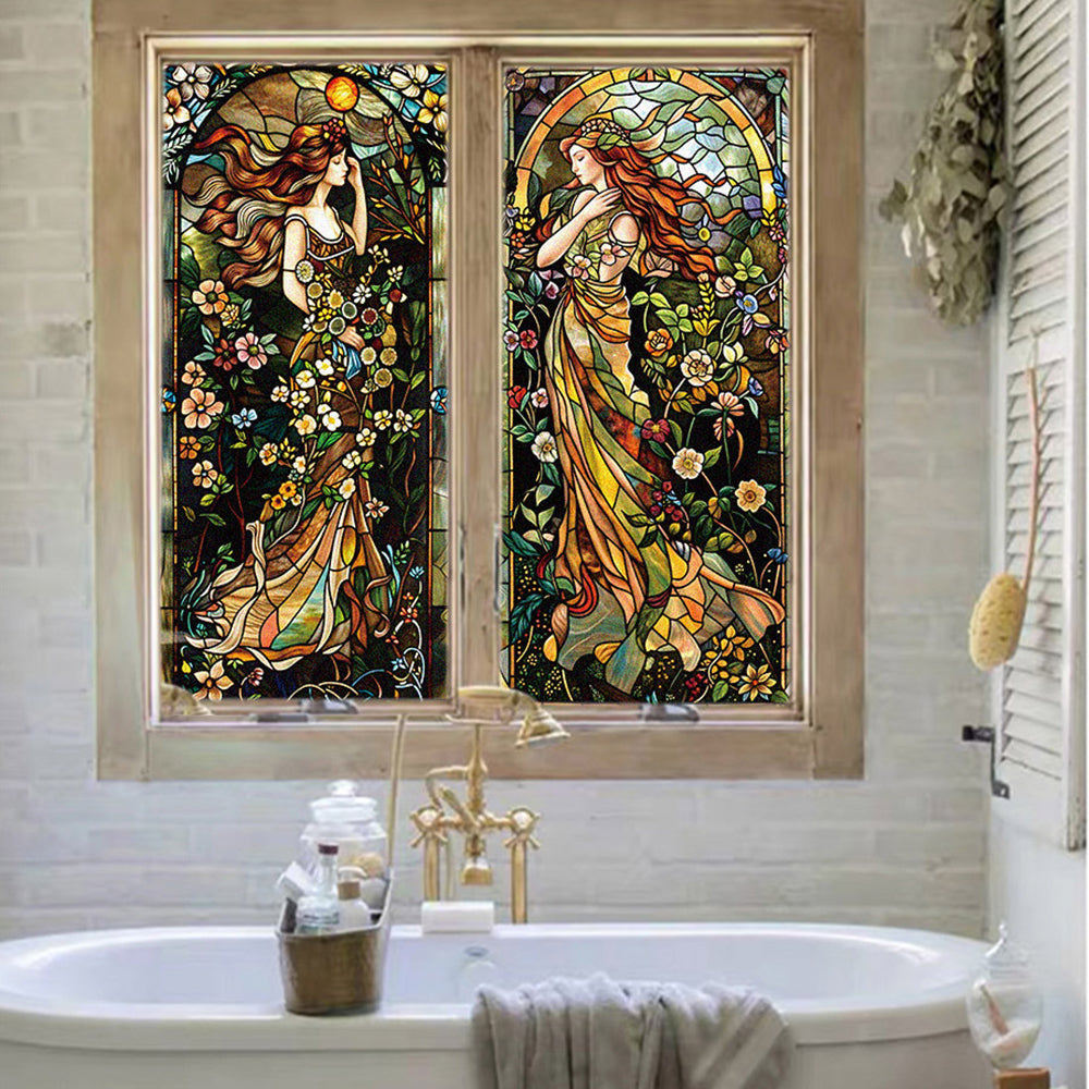 2Pcs Static Cling Window Privacy Film Glass Window Sticker Window Covering Film
