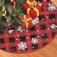 90/122CM Plaid Red-Black Christmas Tree Skirt with White Snowflake-Style 2