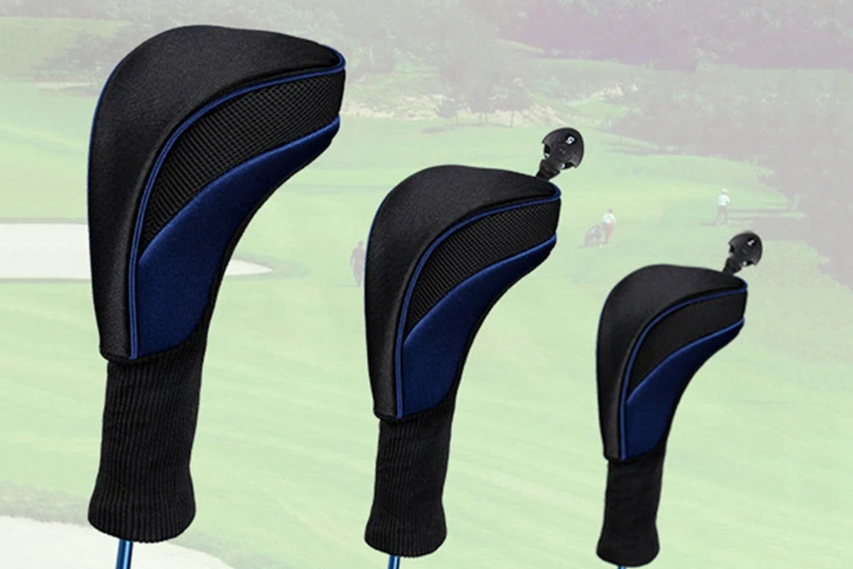 3Pcs Set Golf Club Head Cover for Woods and Driver with Interchangeable Tags 3 4 5 7 X