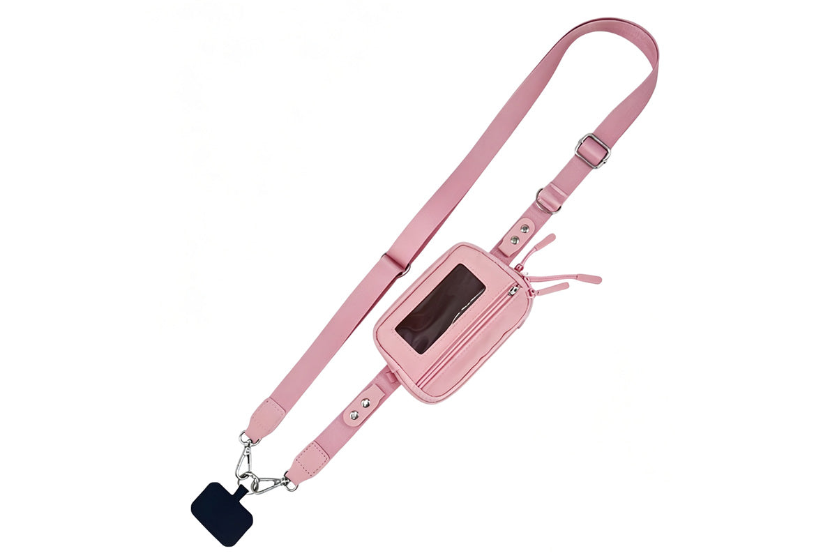 2-in-1 Phone Crossbody Strap Clear Window Card Wallet Pouch Travel Adjustable Shoulder Strap Bag