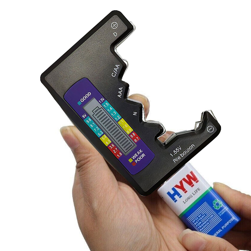 2Pcs Universal LCD Digital Battery Tester Battery Checker