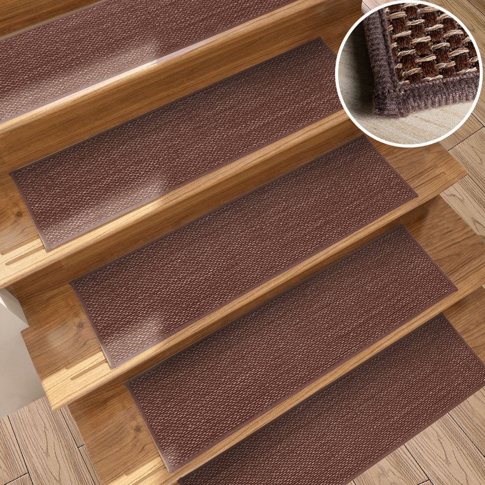 7Pcs Self-Adhesive Imitation Linen Non-Slip Stair Tread Carpet Mat