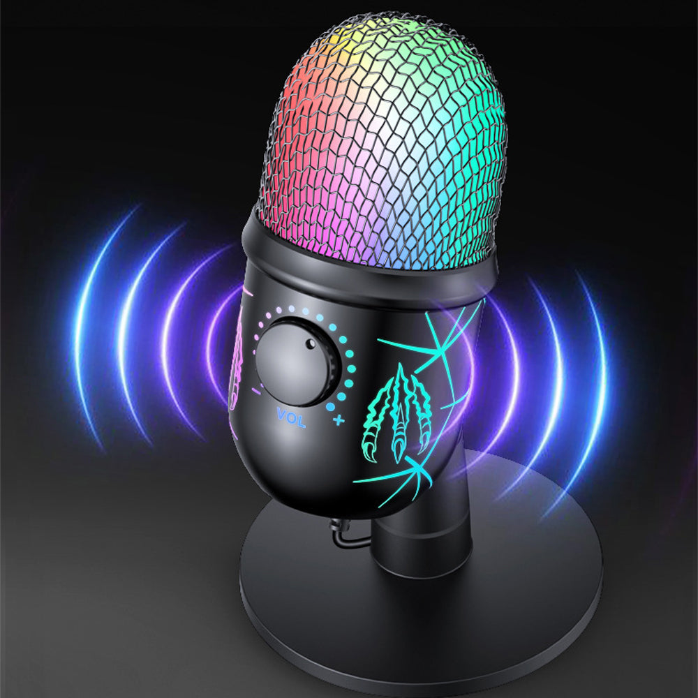 2Pcs USB Gaming Live Microphone with RGB Luminous