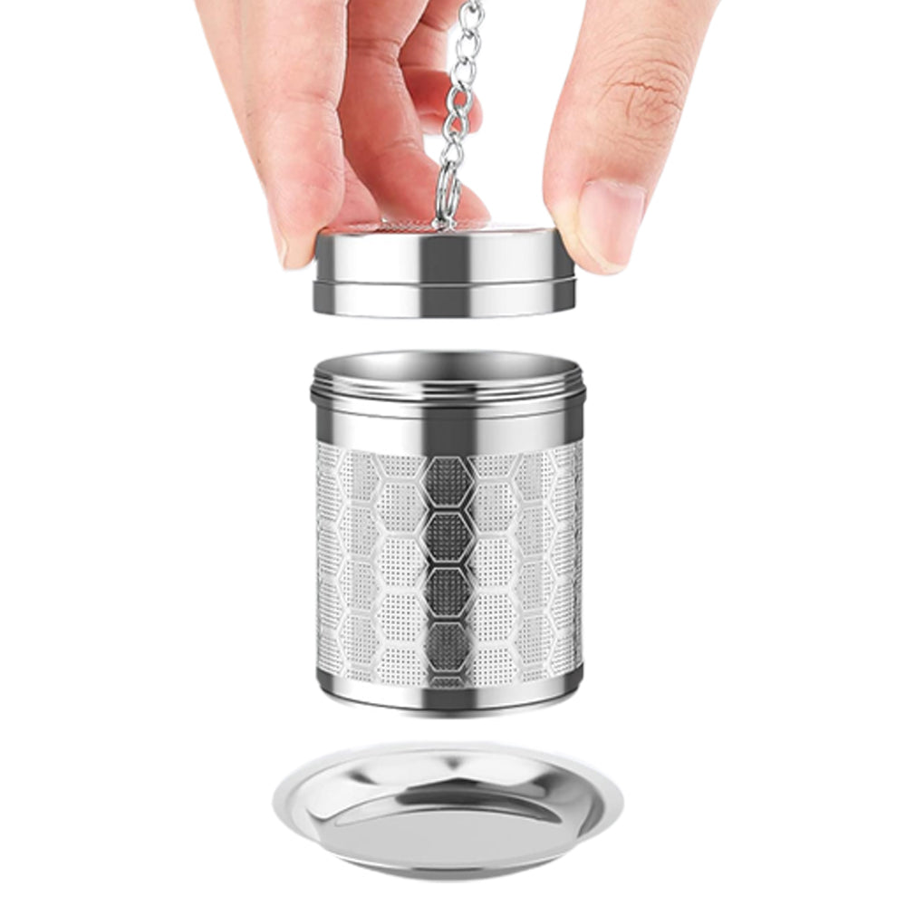 2Pcs Stainless Steel Fine Mesh Tea Strainer with Drip Tray
