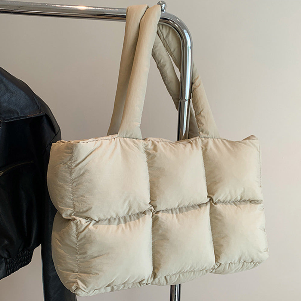 Puffer Tote Bag Large Quilted Puffy Handbag Lightweight Satchel Purse