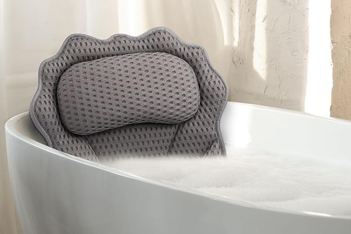 Bath Pillow with Headrest and 6 Suction Cups for Tub Support and Relaxation