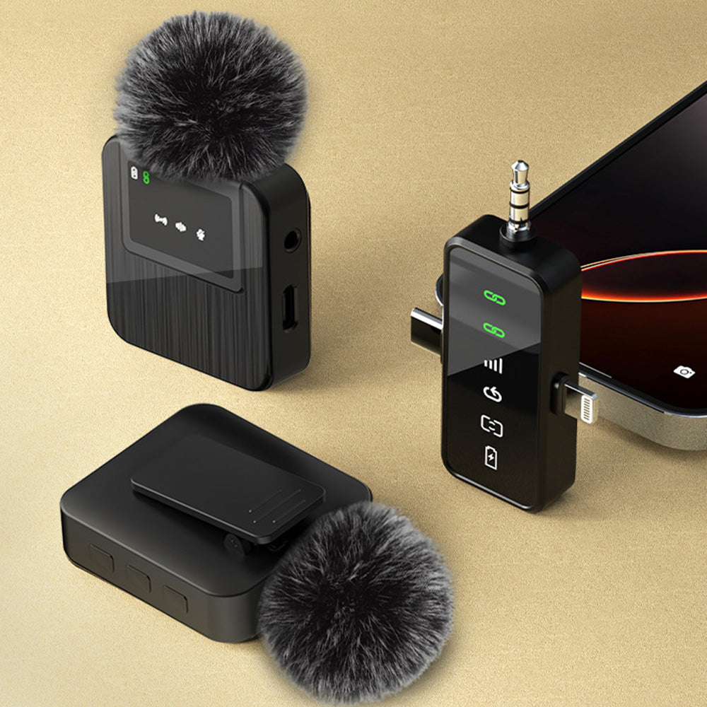 3-in-1 Mini Microphone for iPhone Android Camera Wireless Lavalier Microphone