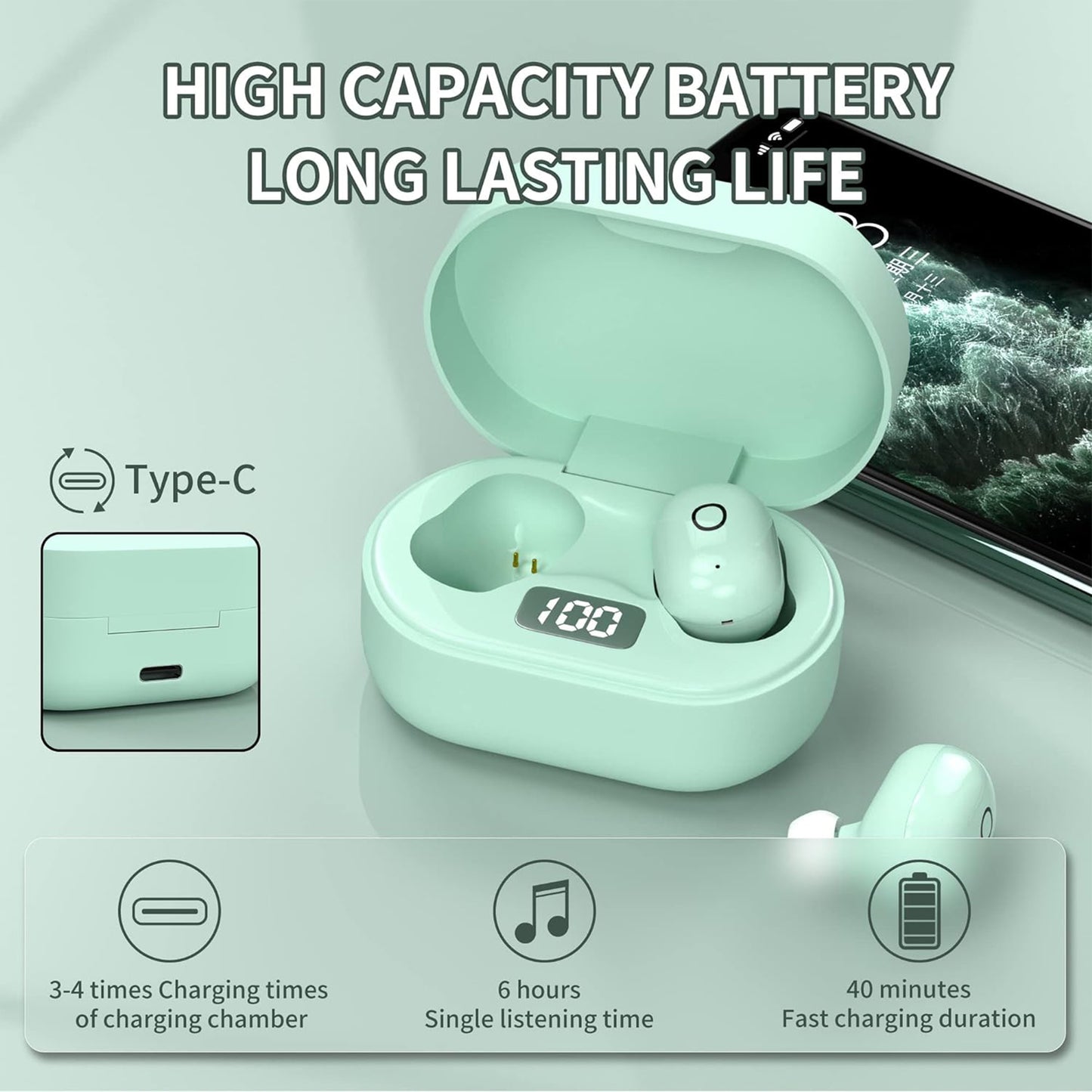TWS Wireless 5.0 Bluetooth Mini in-Ear Touch Control Earbuds
