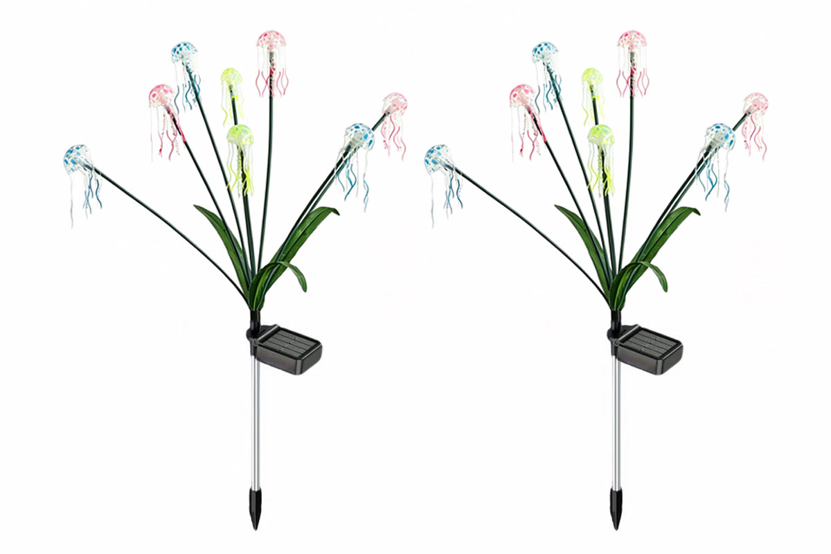 2pcs 6-Heads or 8 Heads Solar Jellyfish Stake Lights Outdoor Garden Path Decor Lights