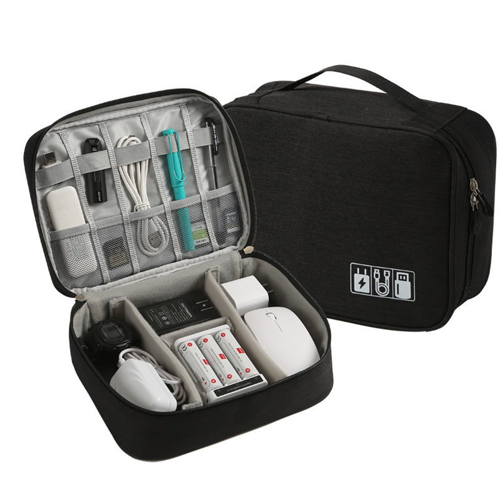 Large Digital Electronics Travel Organizer Bag with Adjustable Dividers