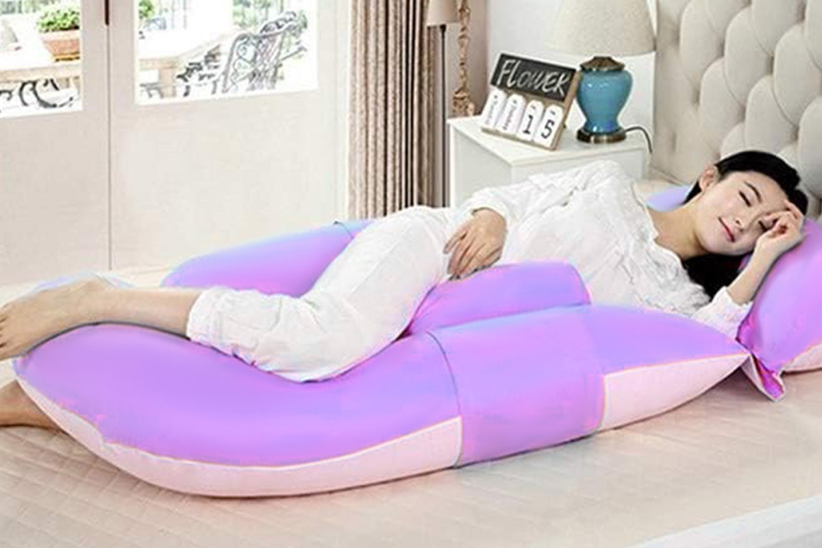Pregnancy Pillows for Sleeping U Shaped Full Body Maternity Pillow with Removable Cover-Purple