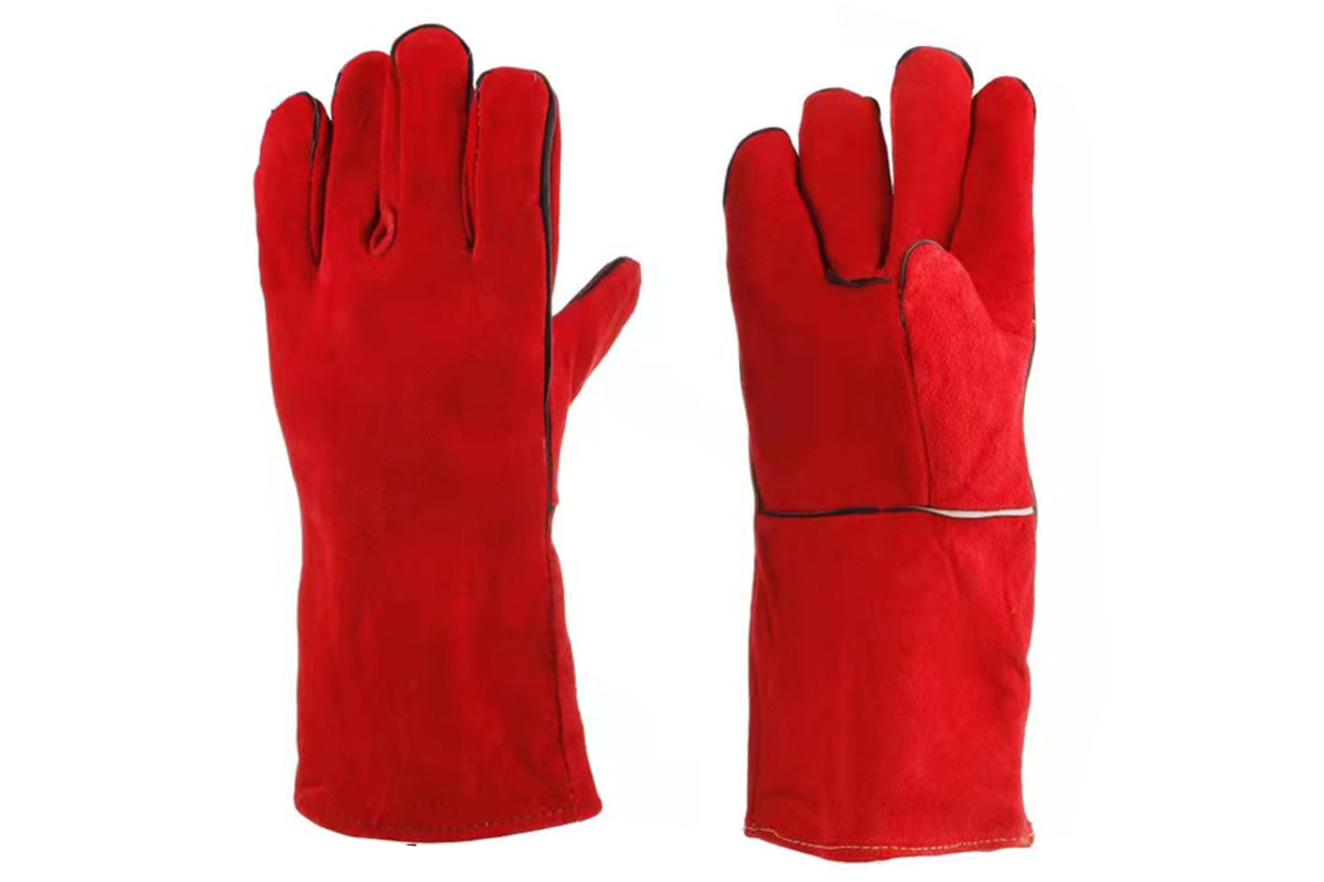 Double Layer Leather Welding Gloves Heat Resistant Fireproof Safety Gloves