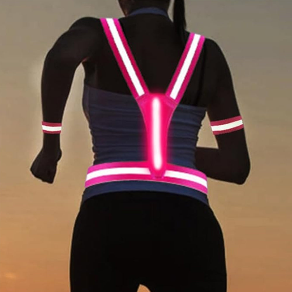 2Pcs Rechargeable LED Reflective Vest for Running Cycling Walking Horse Riding