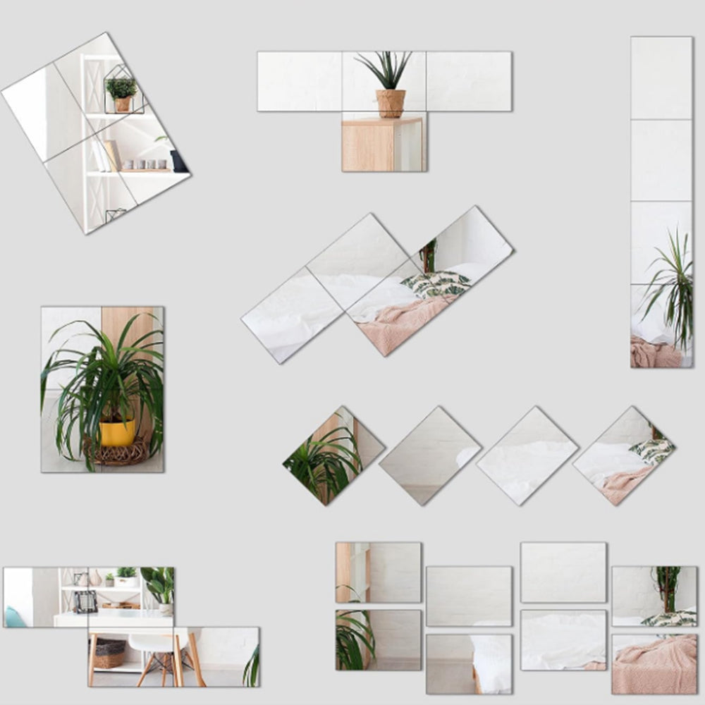16Pcs 2MM Thick Frameless Acrylic Mirror Wall Stickers