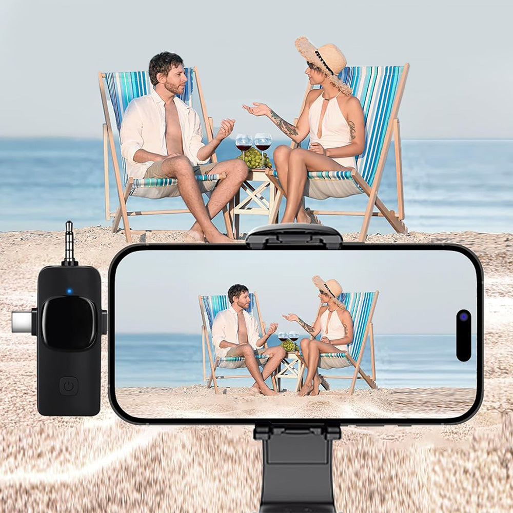 3 in1 Dual Wireless Microphone Lavalier Microphone for Android iPhone Camera Vlog Live