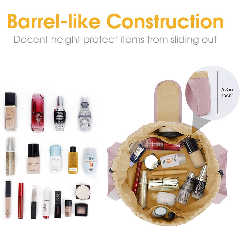 Travel Large Barrel Drawstring Cosmetic Bag for Women