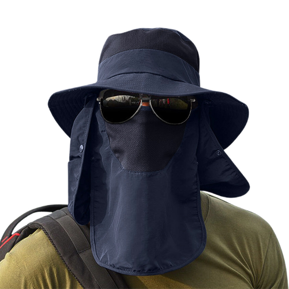 Outdoor Sun Protection Fishing Cap Wide Brim Hat With Neck Flap And Face Cover