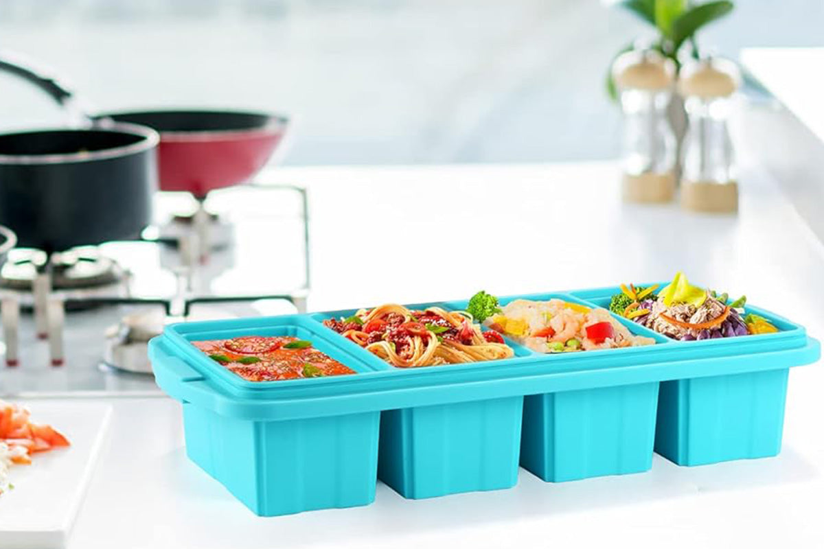 Silicone Freezer Tray With Lid Freezer Food Storage Molds for Soup Sauce Broth