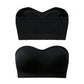 Women Strapless Wirefree Bandeau Bra with Removable Shoulder Straps-Black