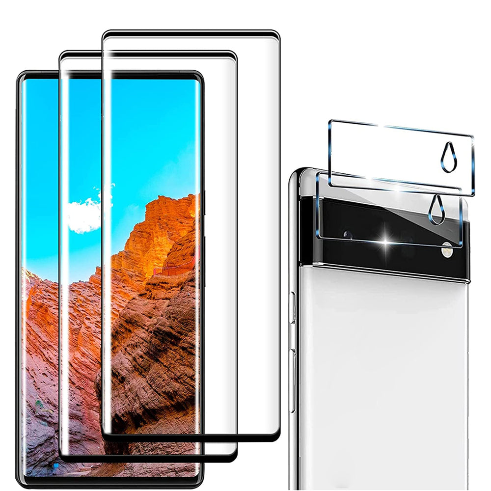 8Pcs Set Tempered Glass Screen Protectors and Camera Lens Protectors Compatible with Google Pixel 6