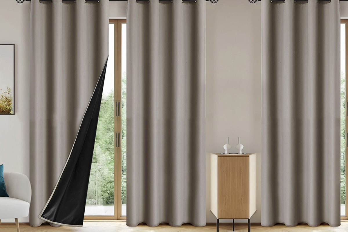 100 Percent Blackout Curtain Panel with Black Liner Heat & Light Blocking Drapes