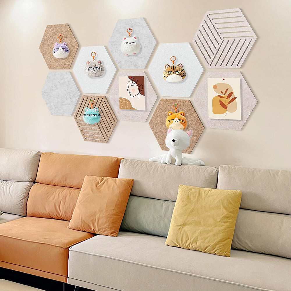 Hexagon Felt Bulletin Board Wall Panels Self Adhesive Pin Board