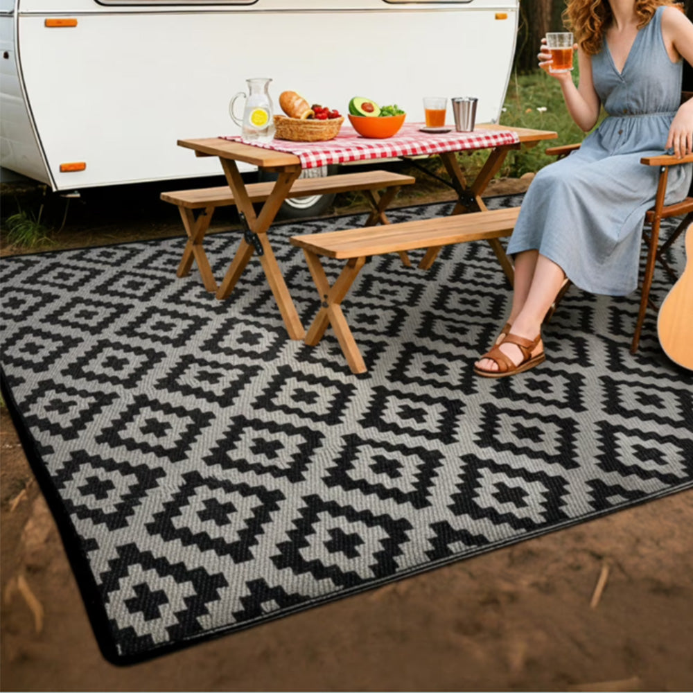 Outdoor Picnic Mat Camping Waterproof Reversible Rug for Beach Tent-Grey