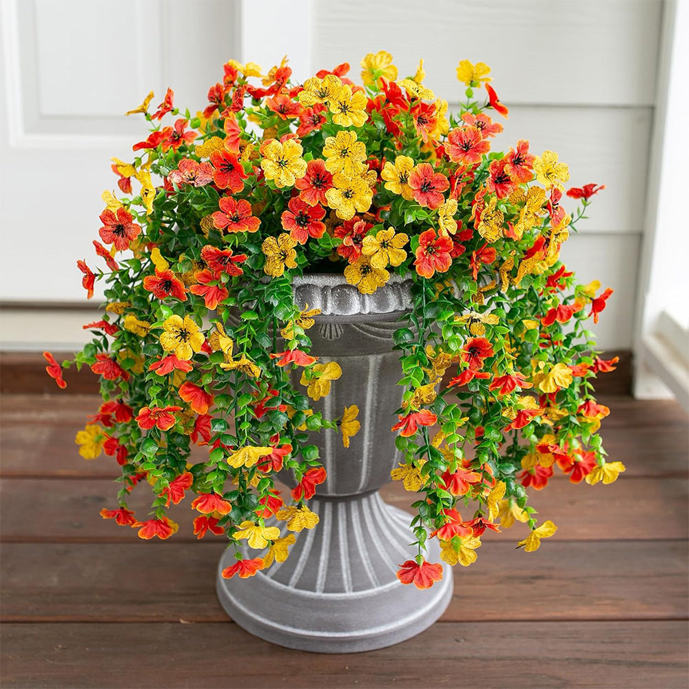 2Pcs Artificial Flowers Outdoor Hanging Faux Floral Decor for Planter Basket Window Box