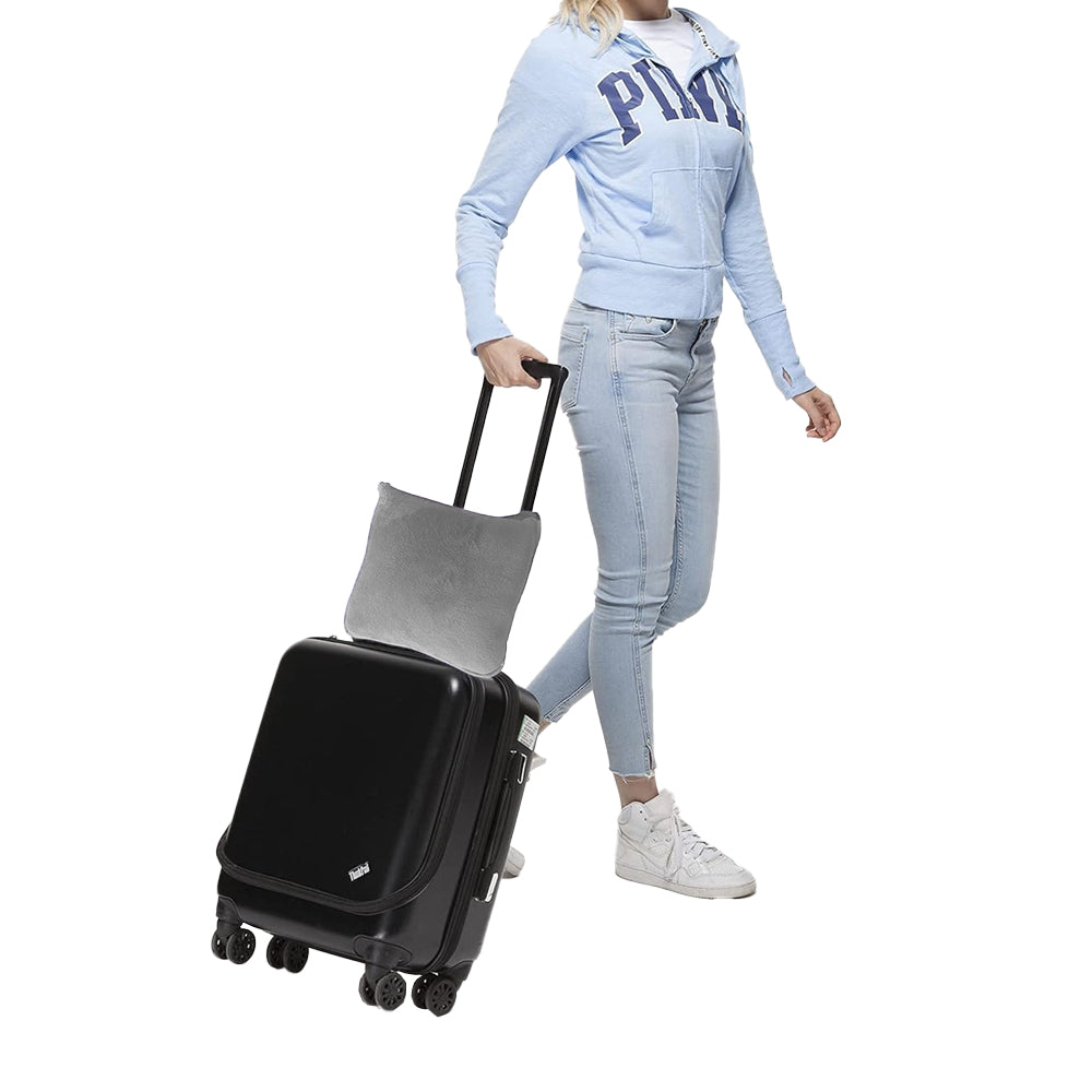 2-in-1 Travel Blanket and Pillow with Hand Luggage Belt and Backpack Clip