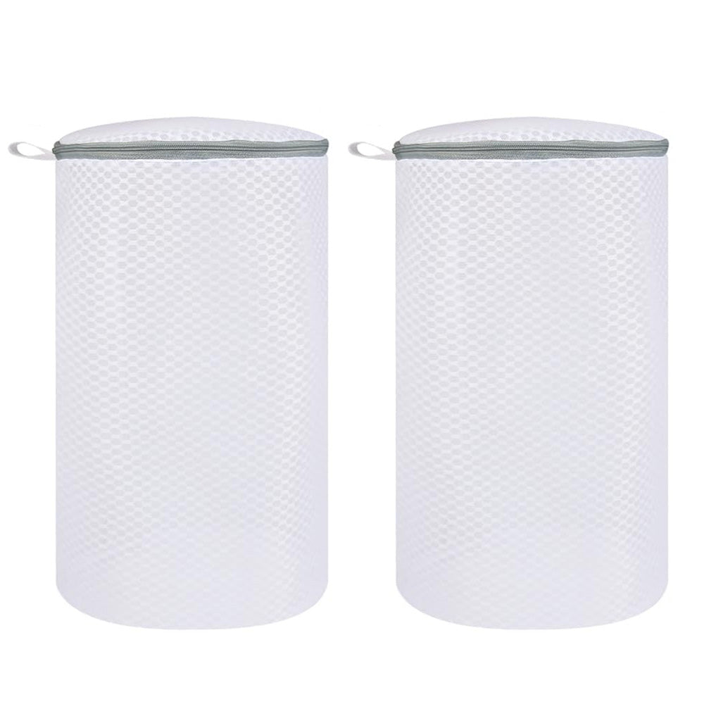 2Pcs Cylinder Honeycomb Mesh Shoe Washing Machine Bag with Zipper for Sneakers