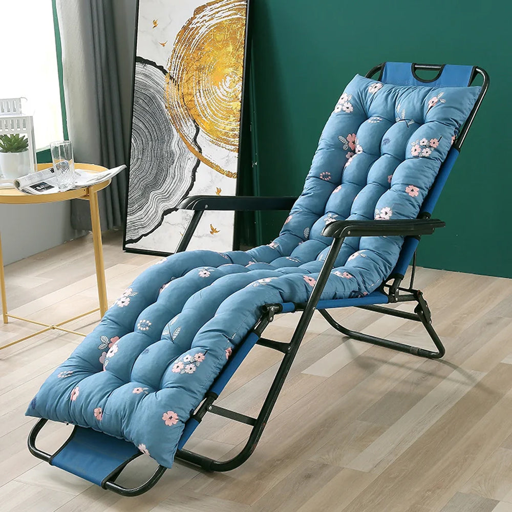 Floral Printed Lounger Chair Cushion with Anti-slip Ties