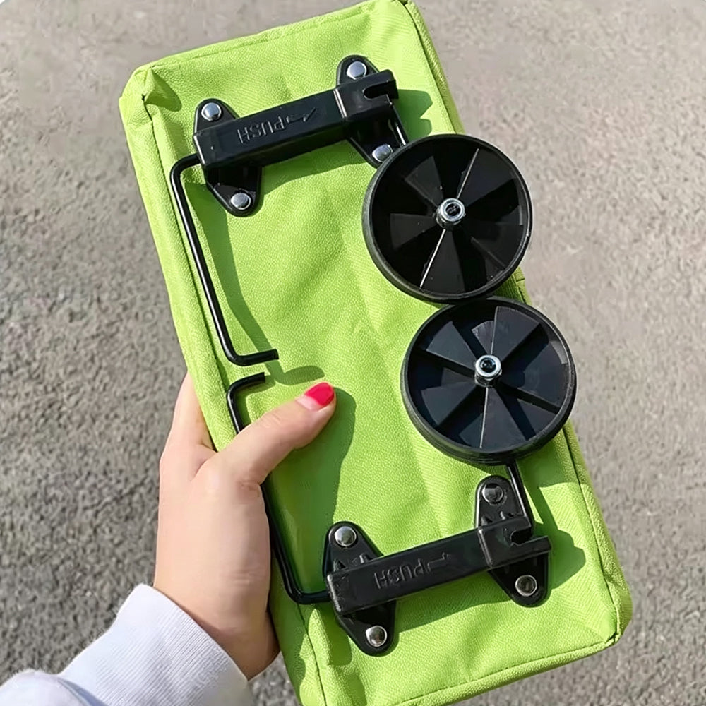 2 in 1 Foldable Shopping Cart Bag with Wheels Portable Trolley Bag