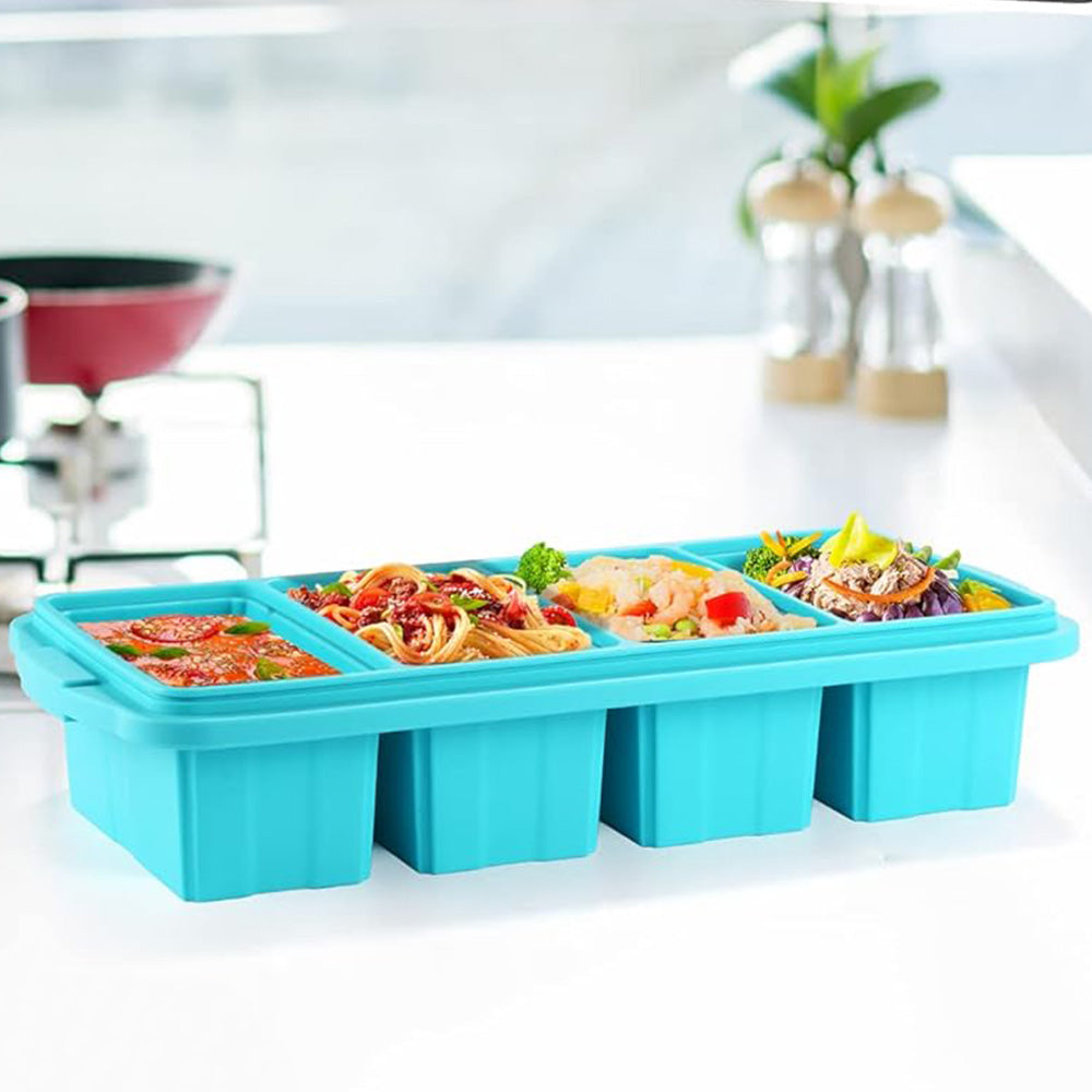 2 Pcs Silicone Freezer Tray With Lid Freezer Food Storage Molds for Soup Sauce Broth