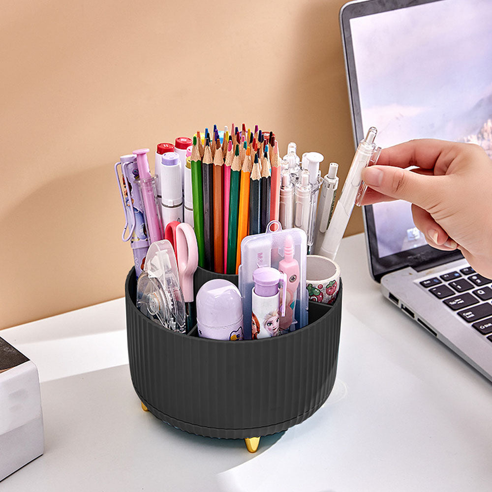 360 Degree Rotating Desk Pen Organizer with 5 Compartments