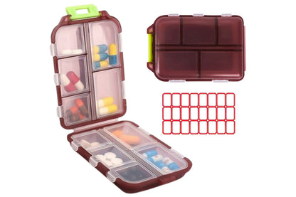 Travel Pill Boxes Pill Organizer 24 Lables 10 Grids Travel Daily Pill Container