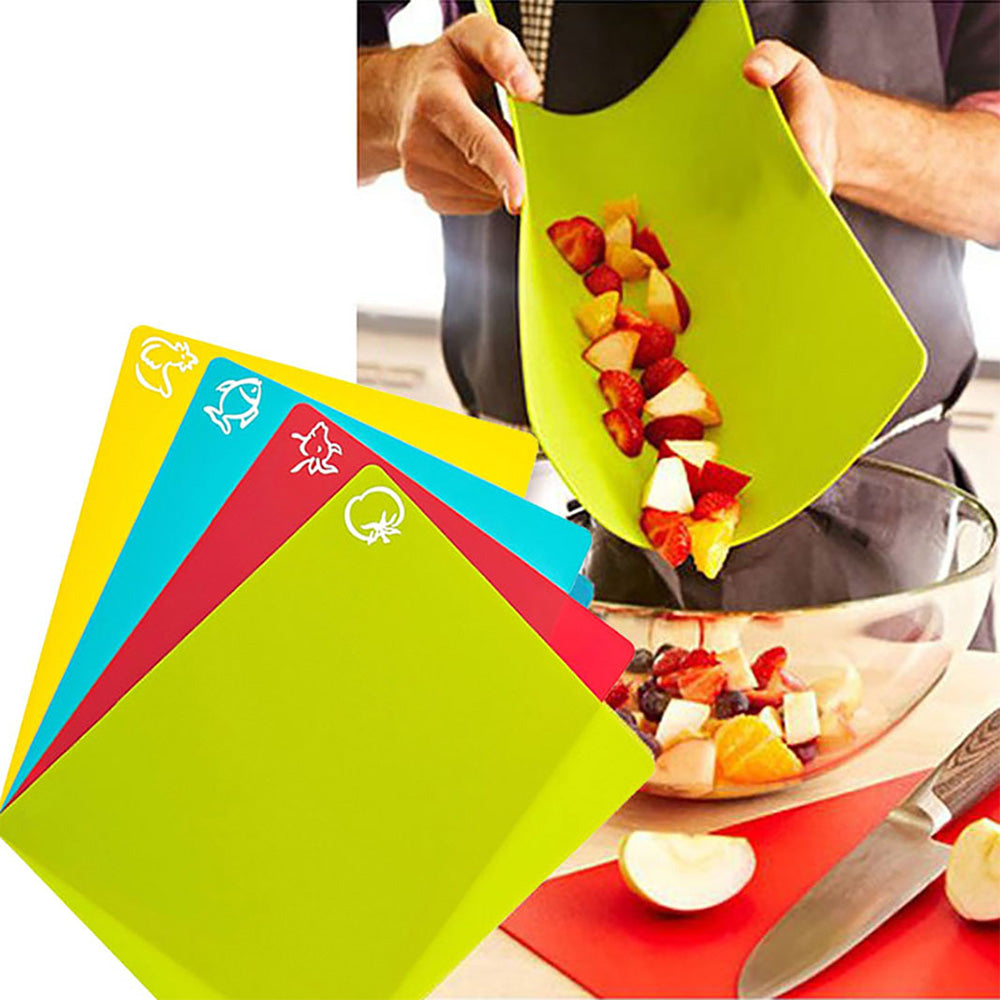 4-Pack Color Coded Cutting Boards Food Grade PP Plastic Chopping Mats (38x30.5cm)