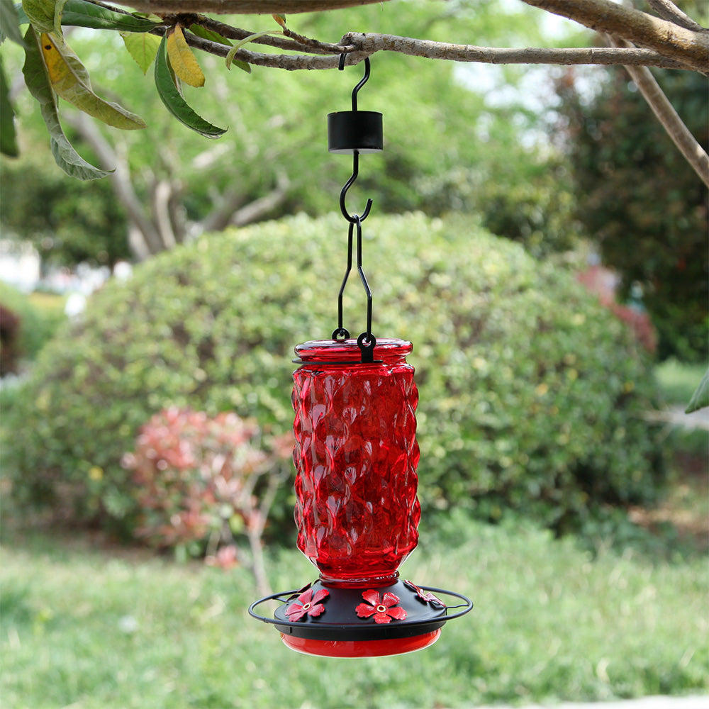 Stained Glass Hummingbird Feeder Wide Mouth Garden Decor