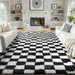 Soft Plush Shaggy Rug Checkered Thickened Non Slip Carpet for Living Room Bedroom