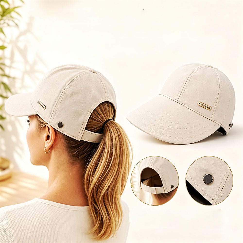 Wide Brim Quick Dry Foldable Sun Hat with Ponytail Opening and Hook