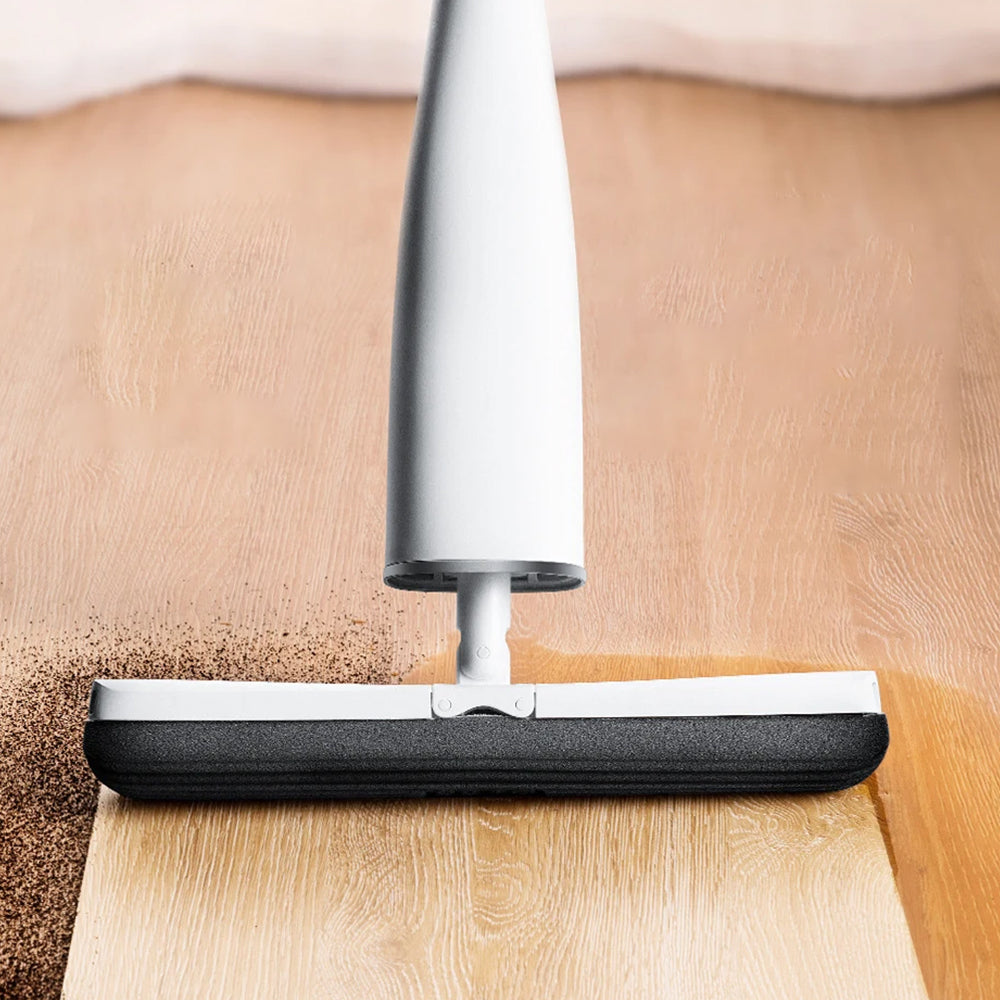 Self-Wringing Mop with 2 Replaceable Sponge Mop Heads and 1 Collapsible Bucket