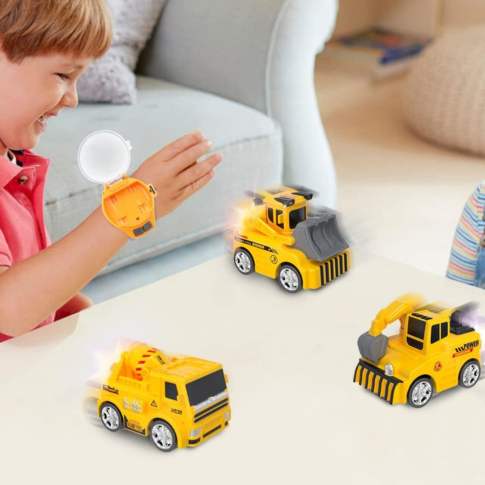 2Pcs Mini Remote Control Bulldozer Watch Toy with USB Charging