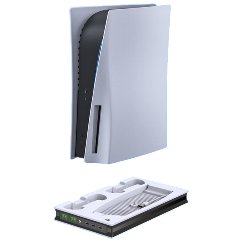 For PS5 Vertical Stand Cooling Fan with Dual Controller Charging Dock Station