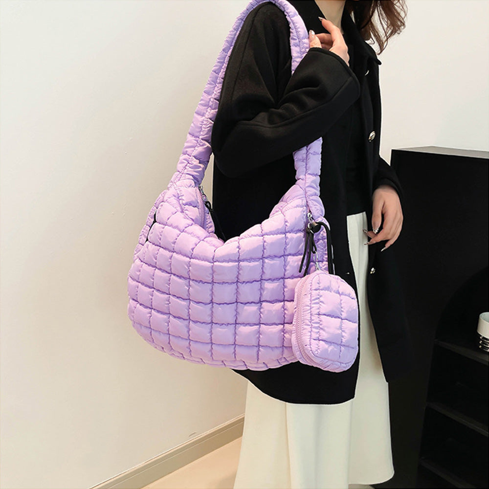 Puffer Tote Bag Quilted Puffy Crossbody Carryall Handbag