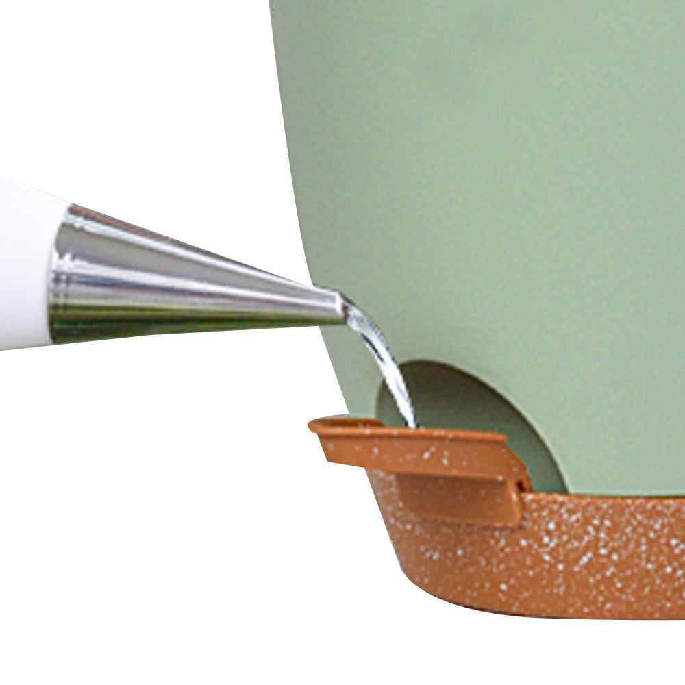 3Pcs Round Self Watering Planters Pot with Drainage Hole and Tray