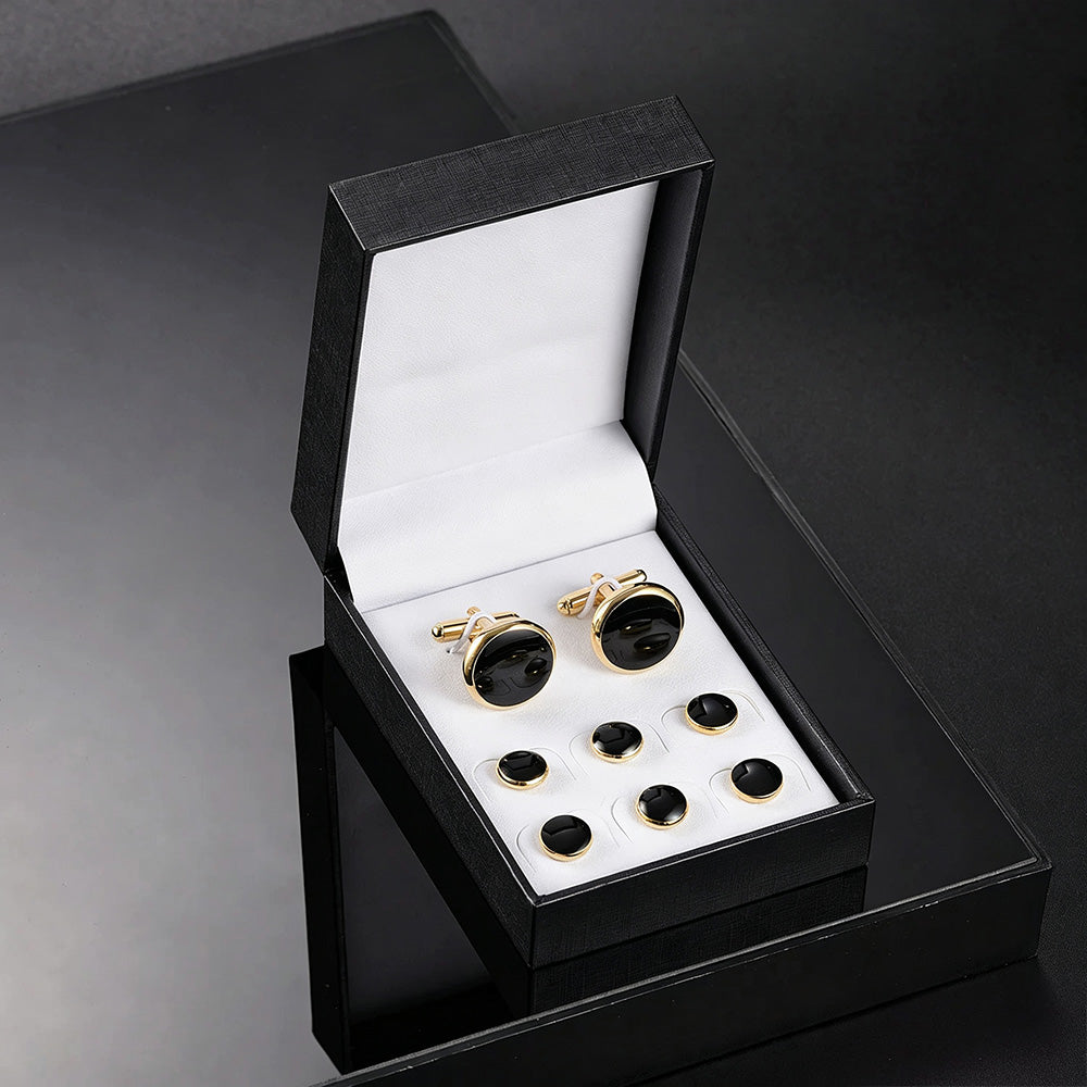 8 Pcs Men Tuxedo Cufflink and Shirt Stud Set for Weddings and Parties