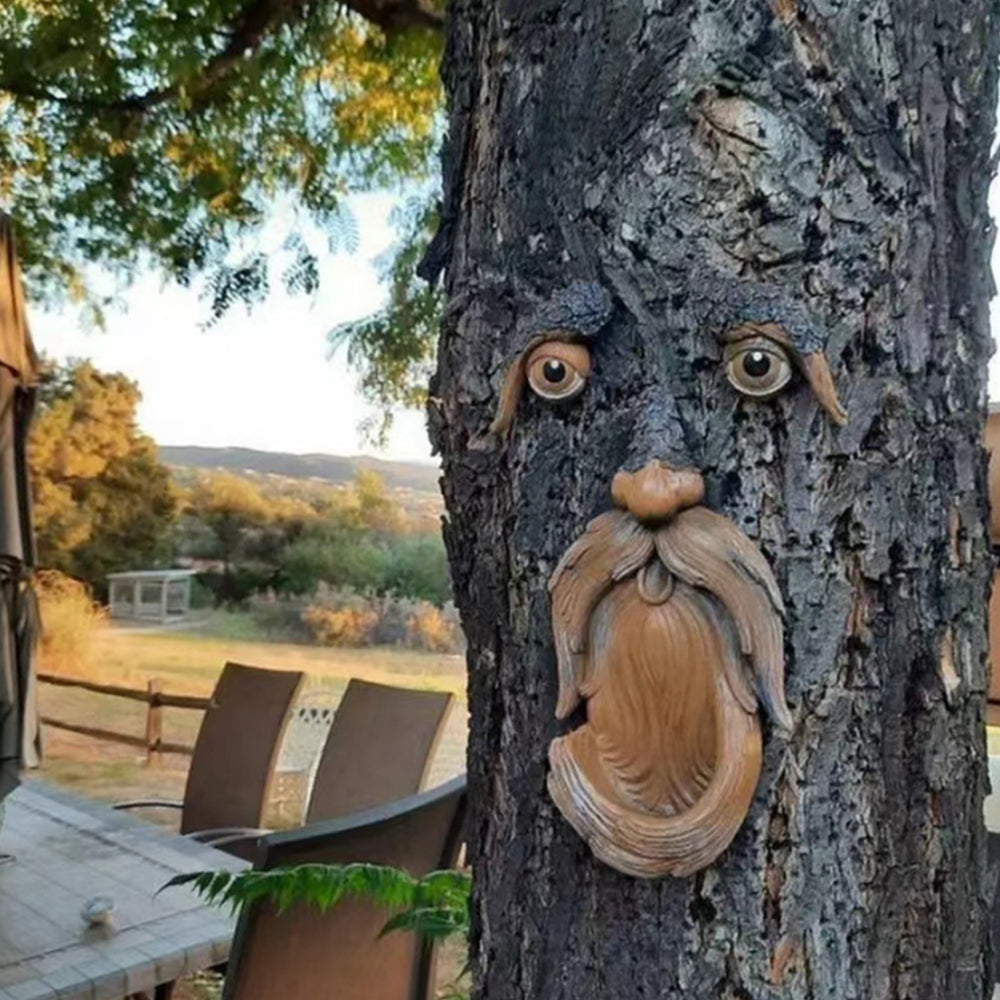 Resin Old Man Face Sculpture Bird Feeder for Outdoor Decoration