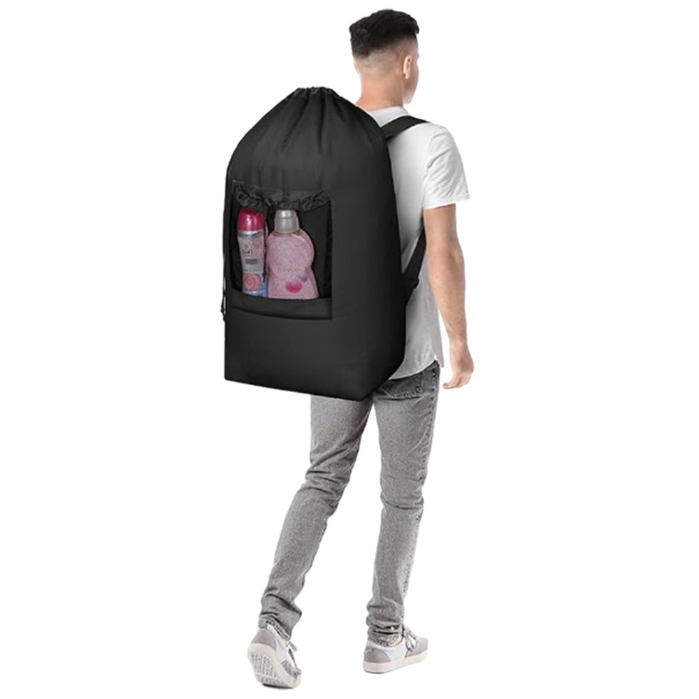 2Pcs Heavy Duty Laundry Bag Oxford Backpack Luggage Storage with Drawstring Shoulder Strap