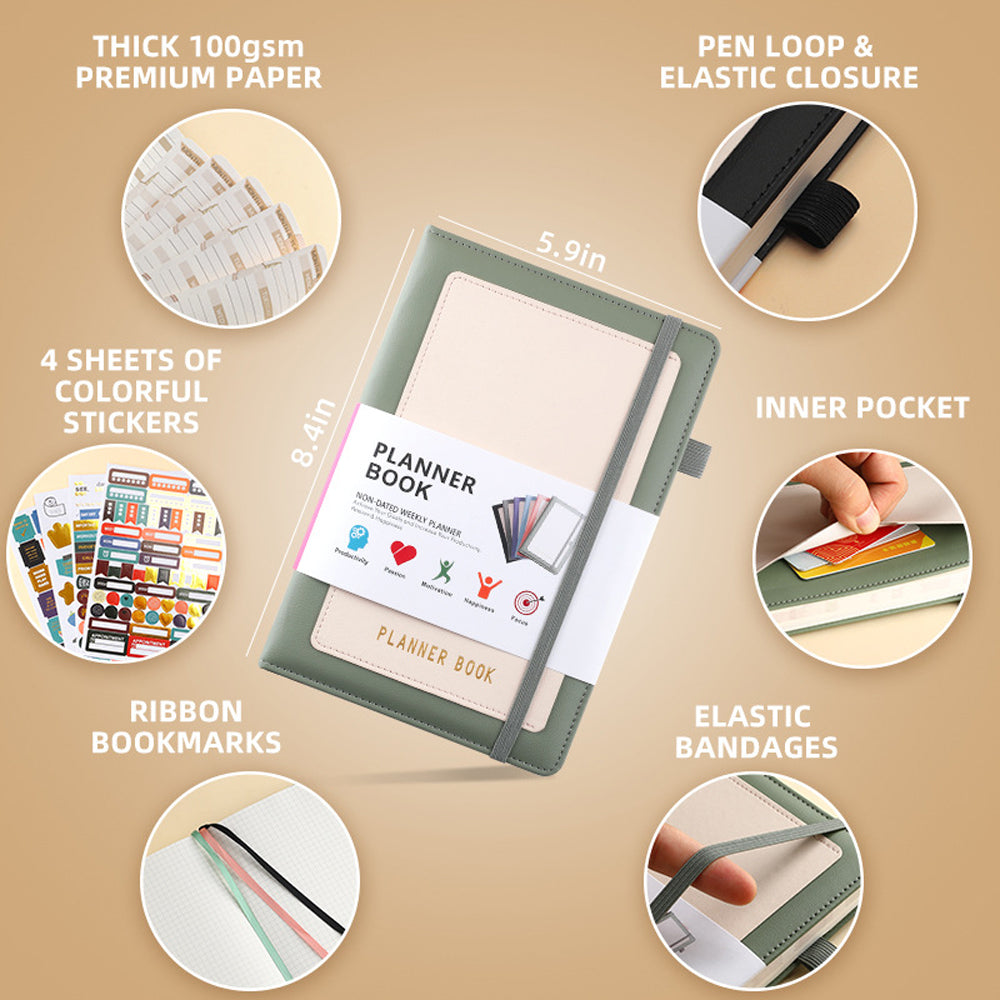 2024 Weekly Monthly A5 Planner with Tabs and Inner Pocket