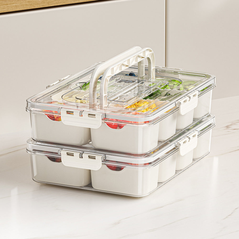Divided Serving Tray with Lid and Handle Snack Box Container